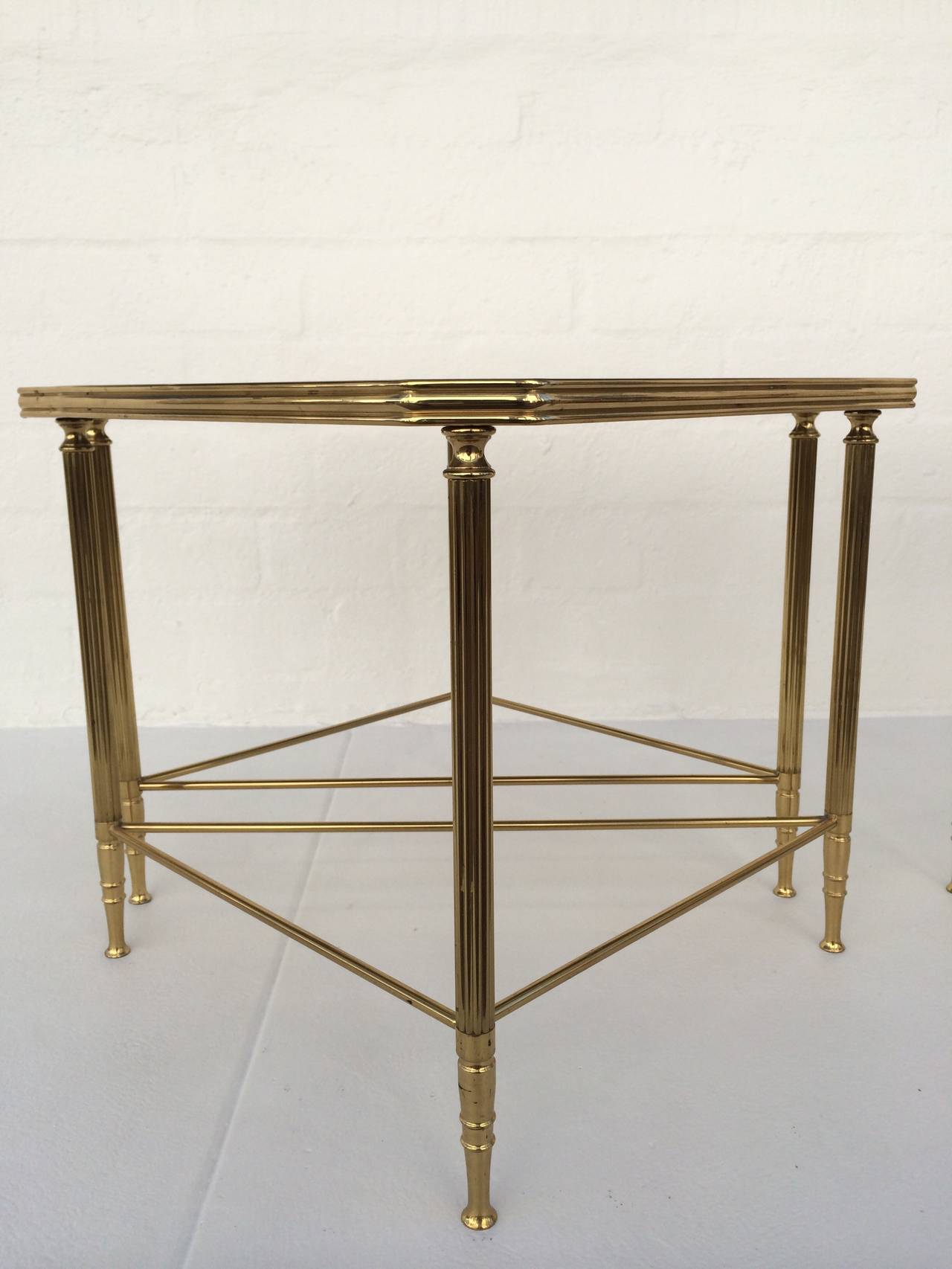 Set of Four Brass and Glass Tables by Maison Jansen 4