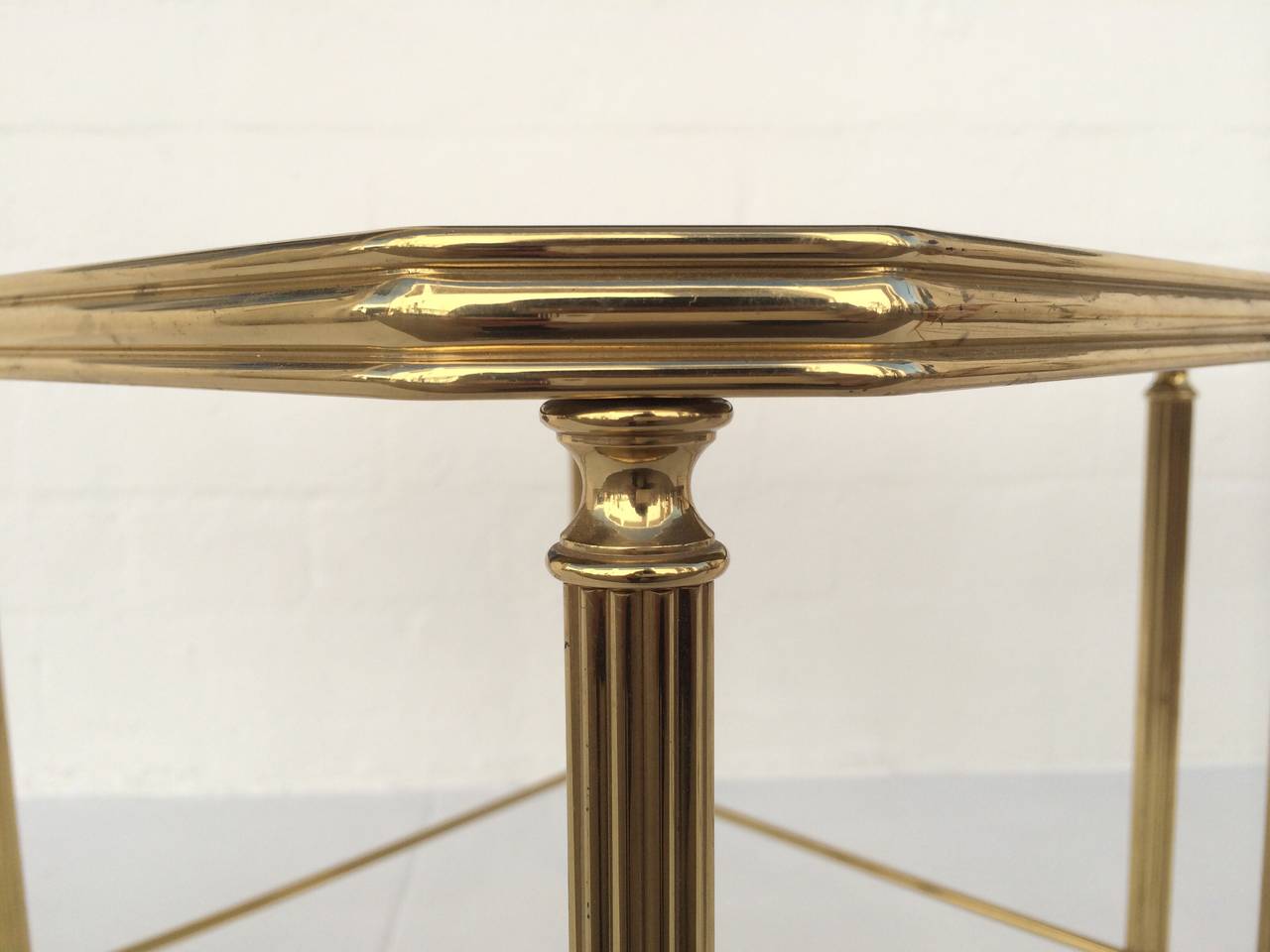 Set of Four Brass and Glass Tables by Maison Jansen 5