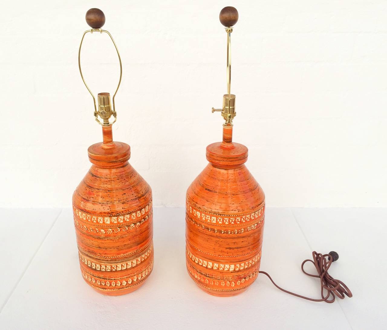 Amazing Pair of Italian Ceramic Lamps by Bitossi 2