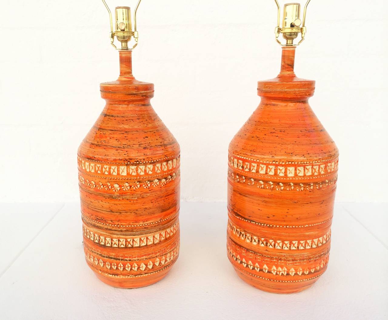 Amazing Pair of Italian Ceramic Lamps by Bitossi 3