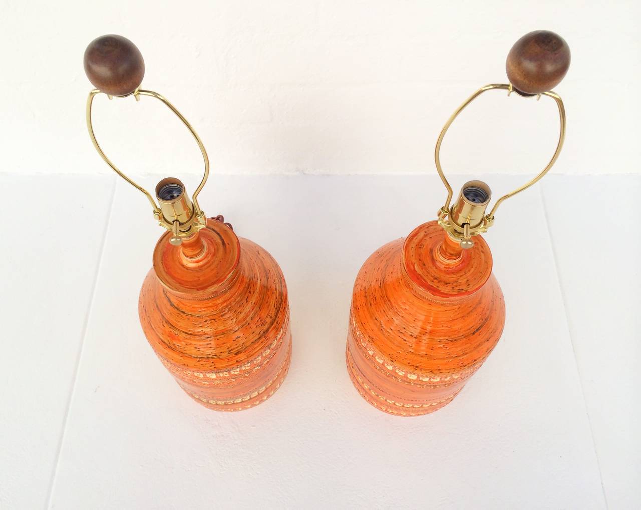 Amazing Pair of Italian Ceramic Lamps by Bitossi 5