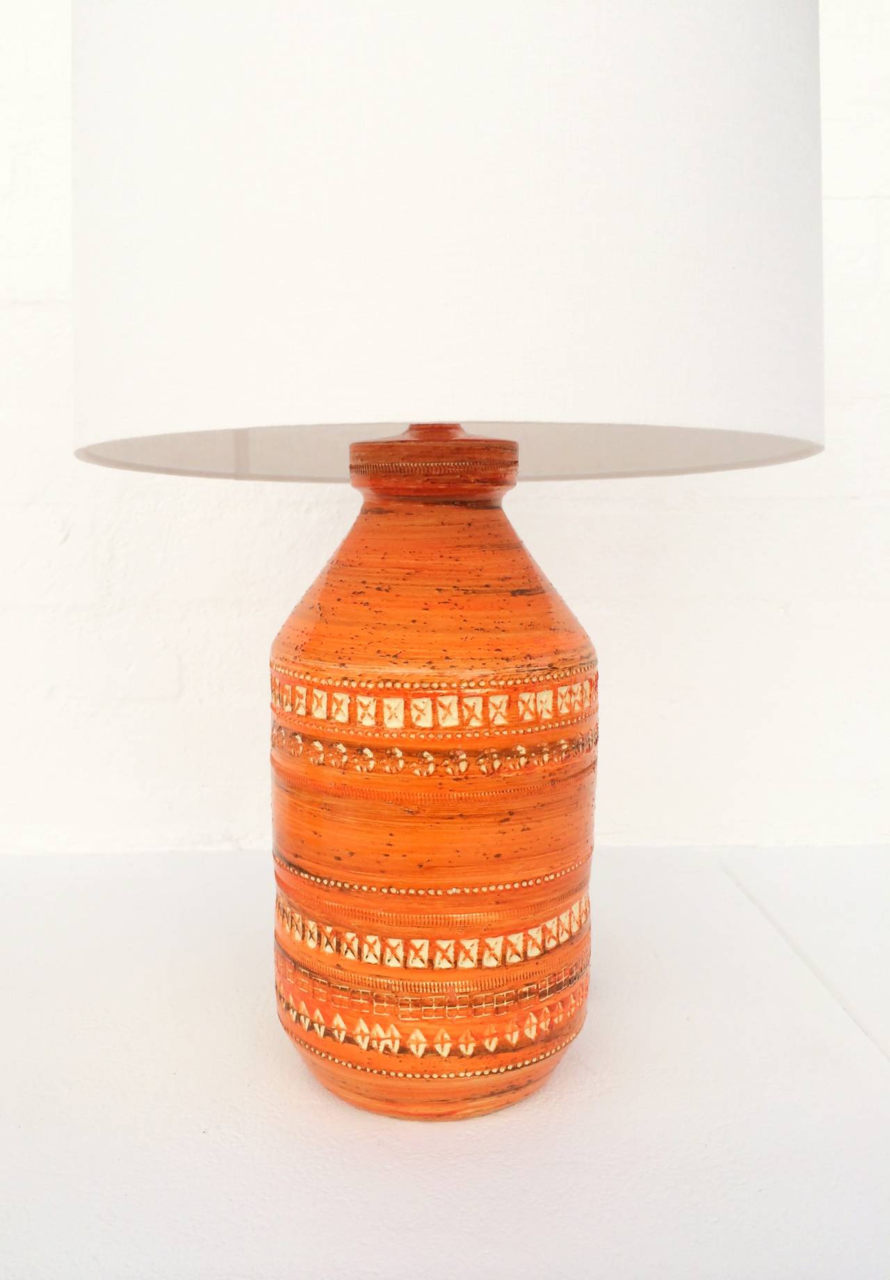 Amazing Pair of Italian Ceramic Lamps by Bitossi In Excellent Condition In Palm Springs, CA