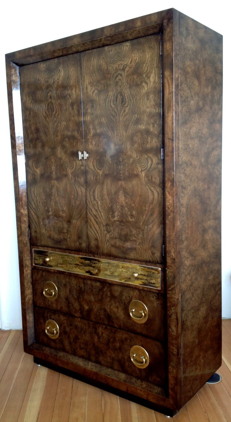 Mastercraft Burle & Acid Etched Wardrobe Cabinet