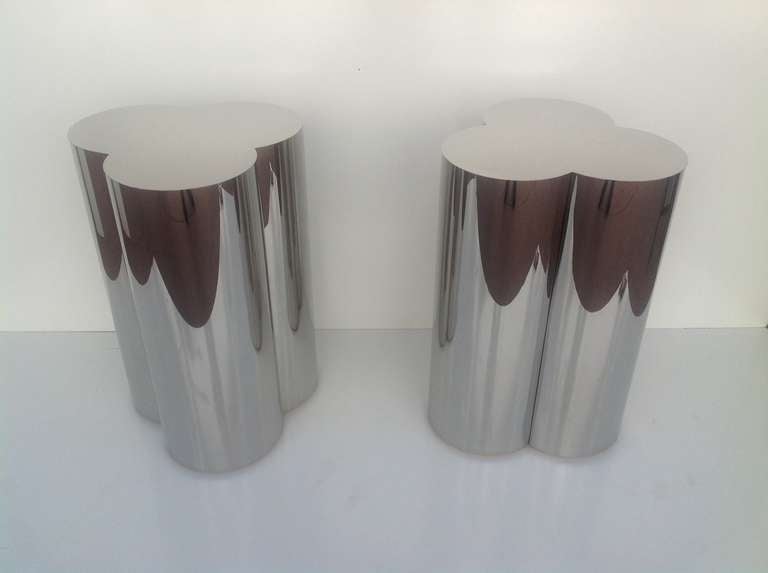 Mid-Century Modern A pair of Polished Chrome Pedestals designed by Curtis Jere