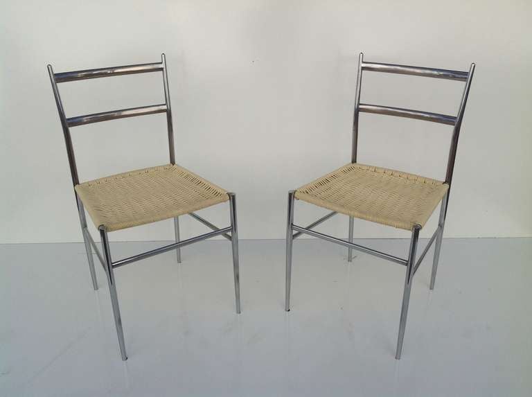 Mid-Century Modern A Pair of Chrome Chairs Attributed to Gio Ponti For Sale