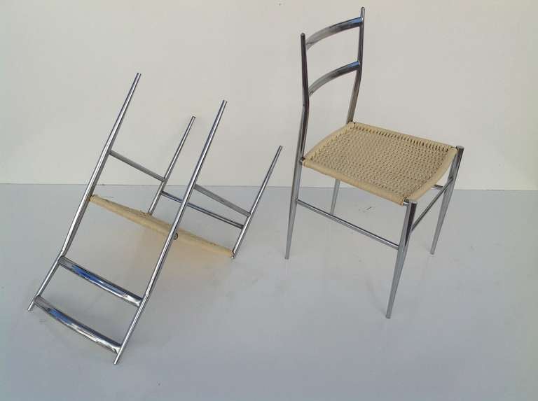 Late 20th Century A Pair of Chrome Chairs Attributed to Gio Ponti For Sale
