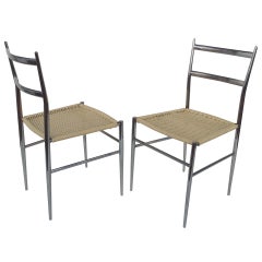 Vintage A Pair of Chrome Chairs Attributed to Gio Ponti