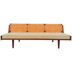 Retro Teak and Rattan Daybed by Hans Wegner for Getama