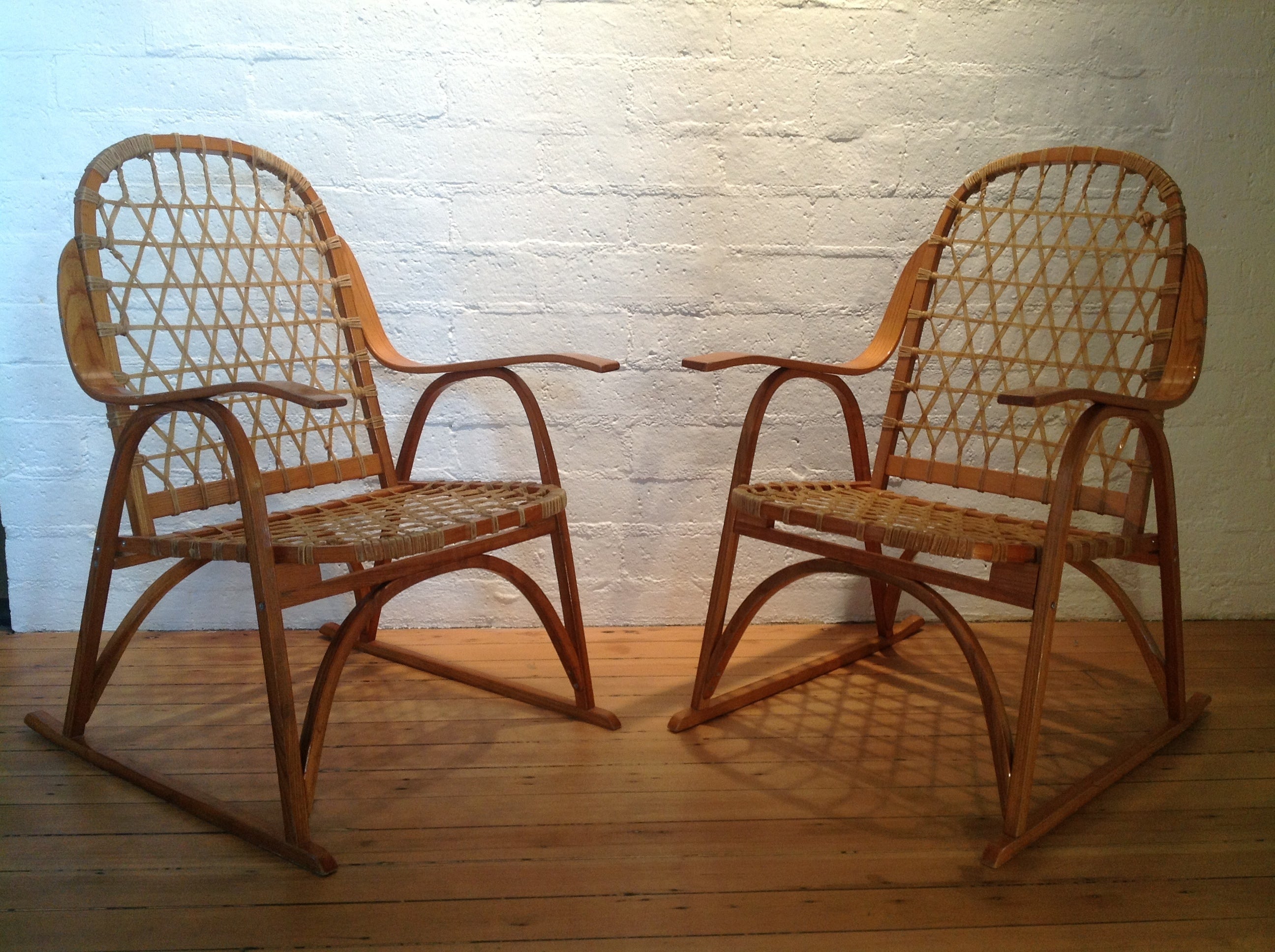 A pair of Snow shoe chairs by Snocraft