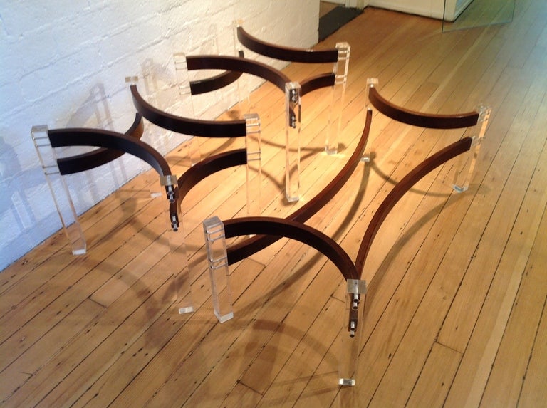 Mid-Century Modern Rosewood & Lucite Tables