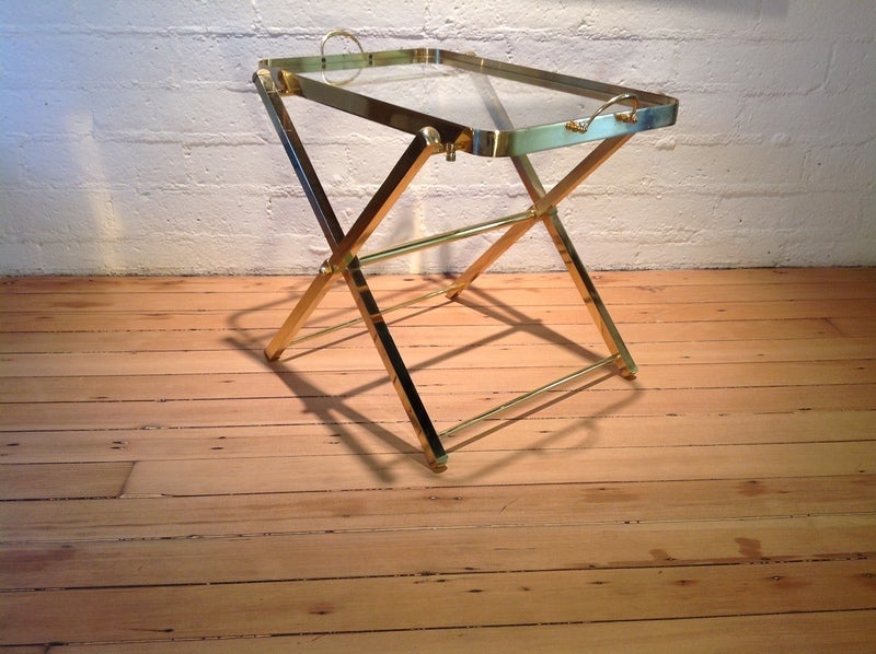 Brass Tray on stand by Charles Hollis Jones For Sale