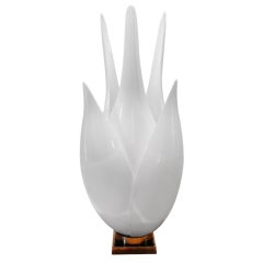 Rougier White Lucite Flower Table Lamp