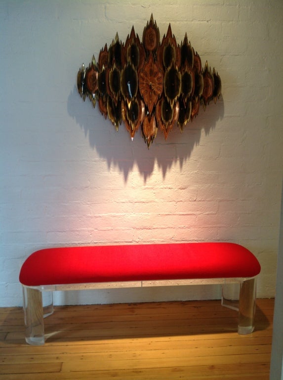 American Lucite bench in the style of Karl Springer