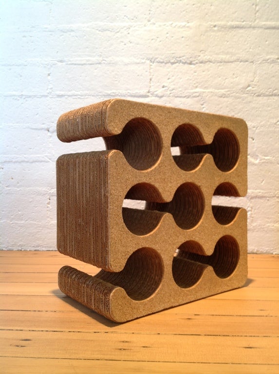 American Frank Gehry  cork and corrugated cardboard wine rack