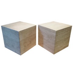 A pair of Travertine Cubes.