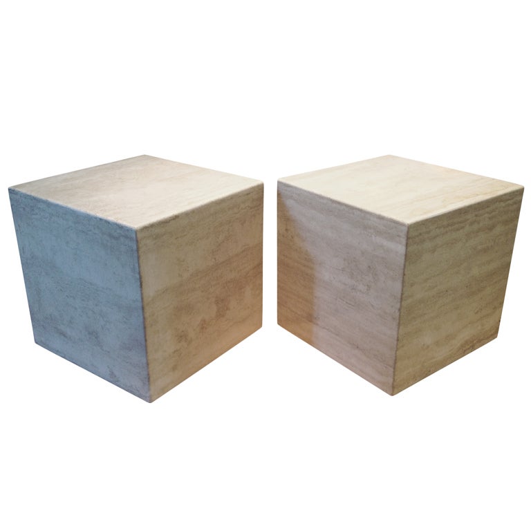 A pair of Travertine Cubes. at 1stDibs