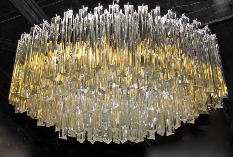 Huge Oval Venini Italian Triedi Crystal Prism Chandelier 3