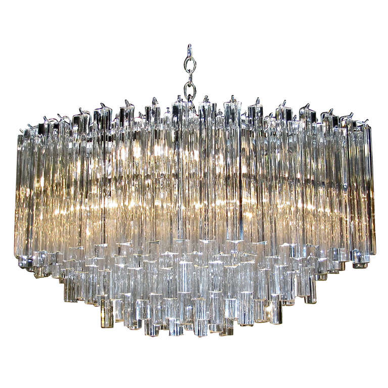 Huge Oval Venini Italian Triedi Crystal Prism Chandelier At 1stdibs