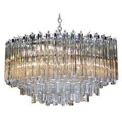 Huge Oval Venini Italian Triedi Crystal Prism Chandelier