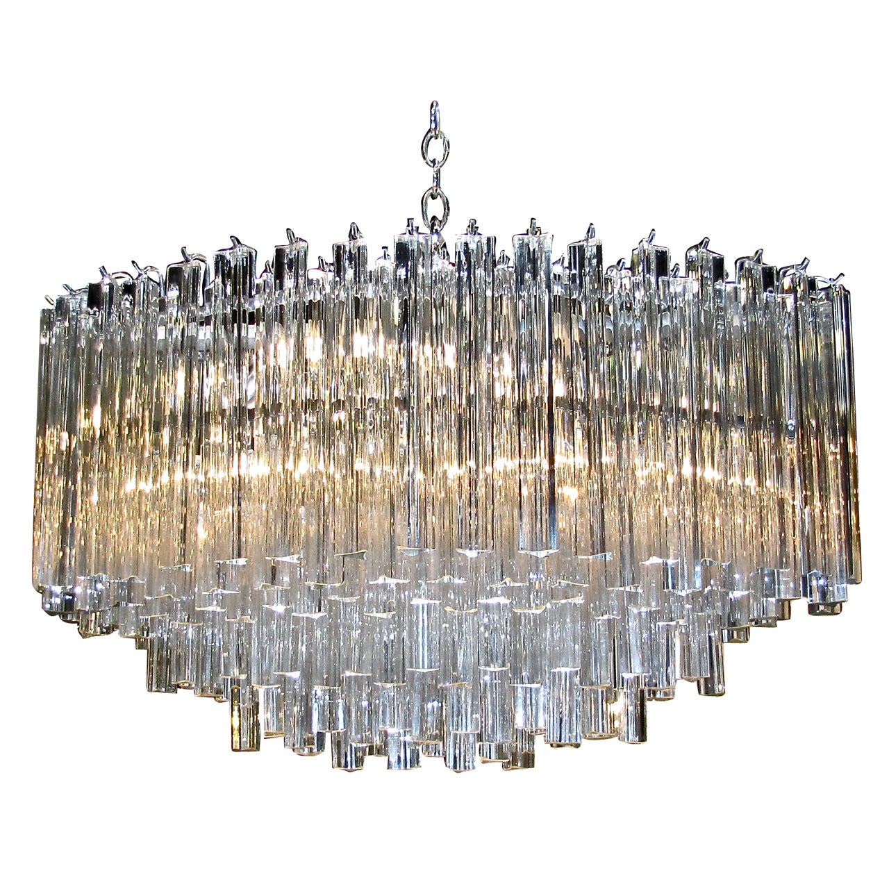 Huge Oval Venini Italian Triedi Crystal Prism Chandelier