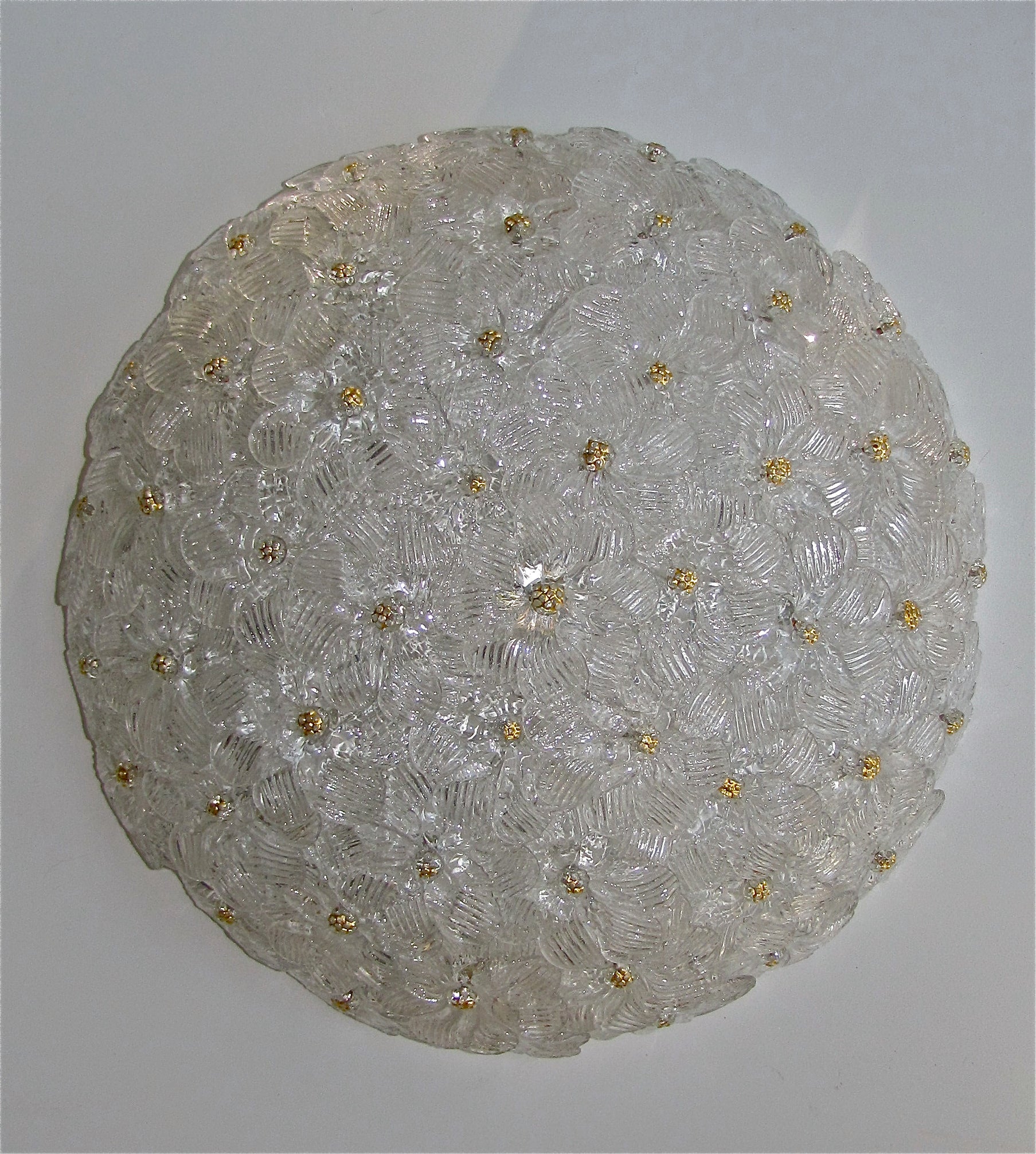 Italian Murano Floral Glass Flush Mount Ceiling Light