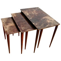 Aldo Tura Italian Lacquered Goatskin Nesting Tables