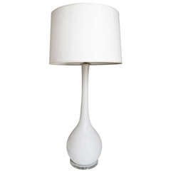 Tall Murano Italian White Glass Table Lamp