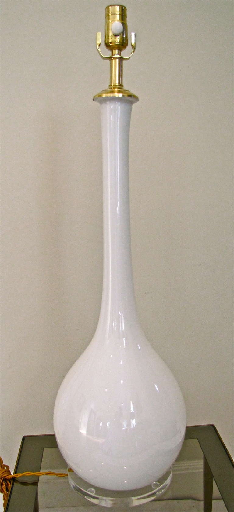 Tall Murano Italian White Glass Table Lamp 5