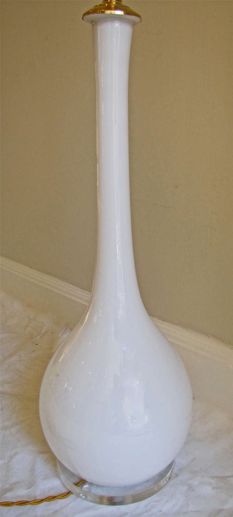 Tall Murano Italian White Glass Table Lamp 4