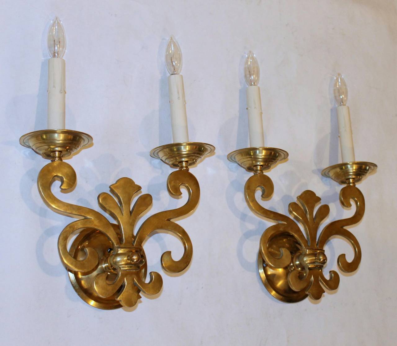 Pair Georgian Style Brass Wall Sconces at 1stdibs