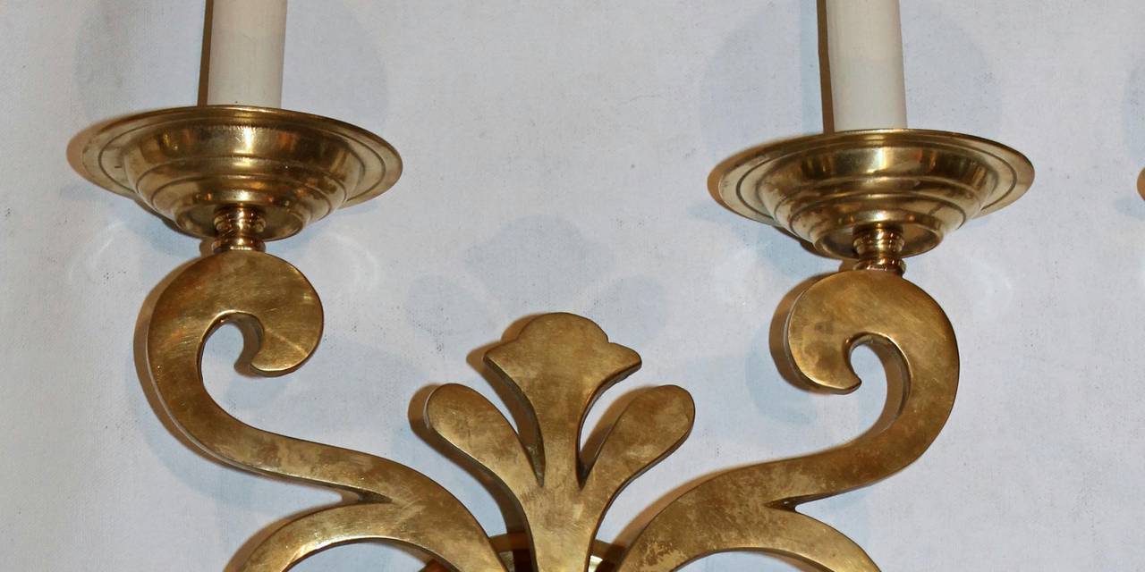 Pair Georgian Style Brass Wall Sconces at 1stdibs