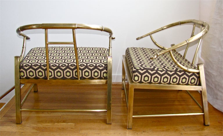 Mid-20th Century Pair of Brass Asian Empress Style Armchairs by Mastercraft