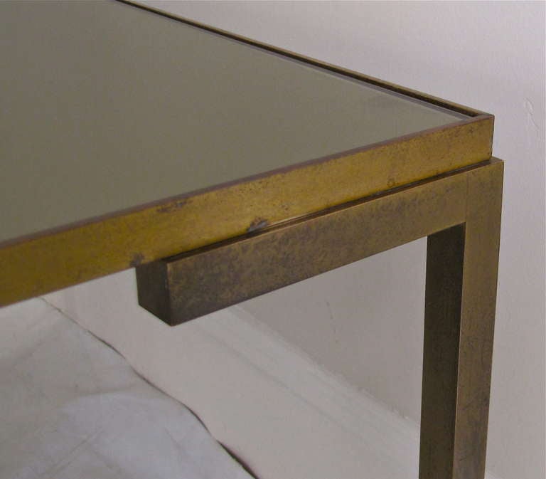 French Midcentury Modernist Solid Bronze Square Cocktail Table 3