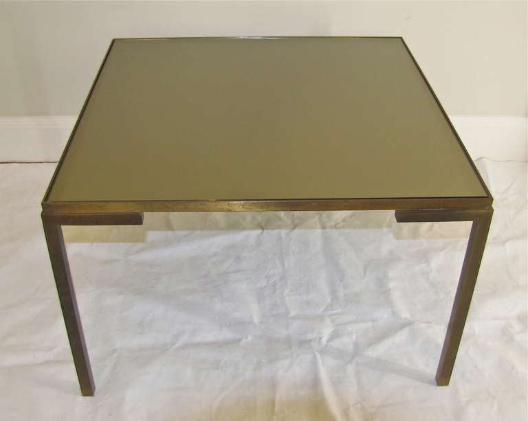 French Midcentury Modernist Solid Bronze Square Cocktail Table 4