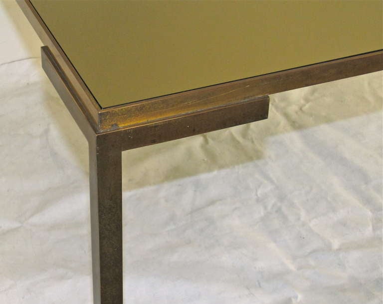 French Midcentury Modernist Solid Bronze Square Cocktail Table 1