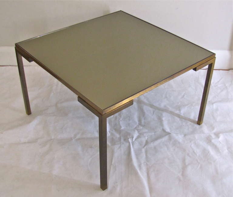 French Midcentury Modernist Solid Bronze Square Cocktail Table 2