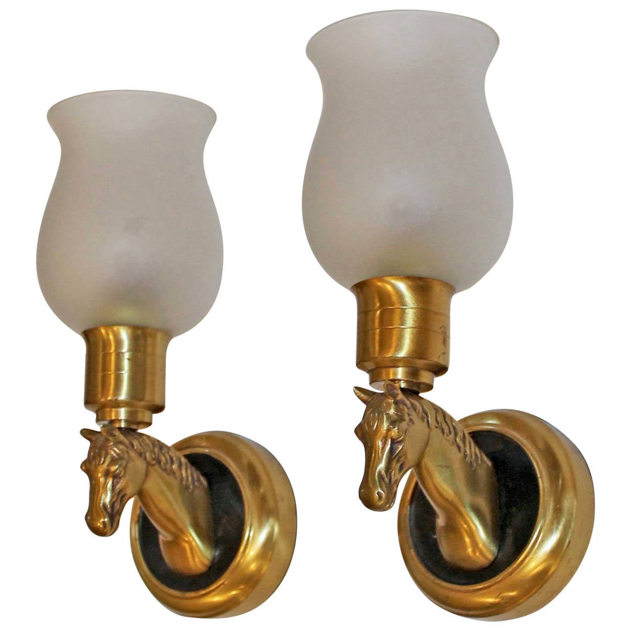 Pair French Brass Horse Equestrian Wall Sconces at 1stDibs horse wall