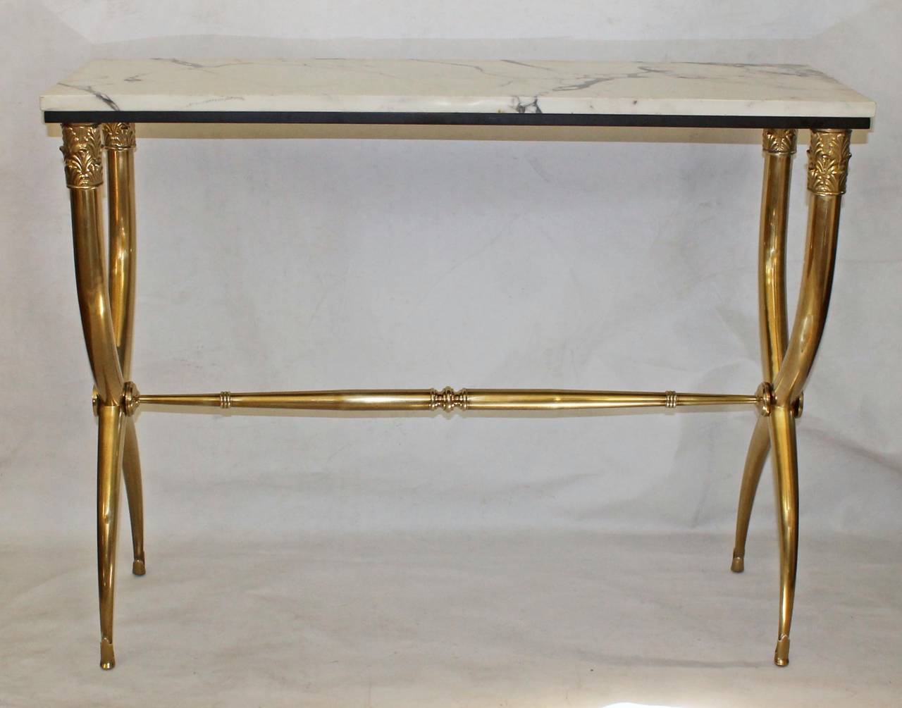Italian Curule Brass Hall Console Table 3