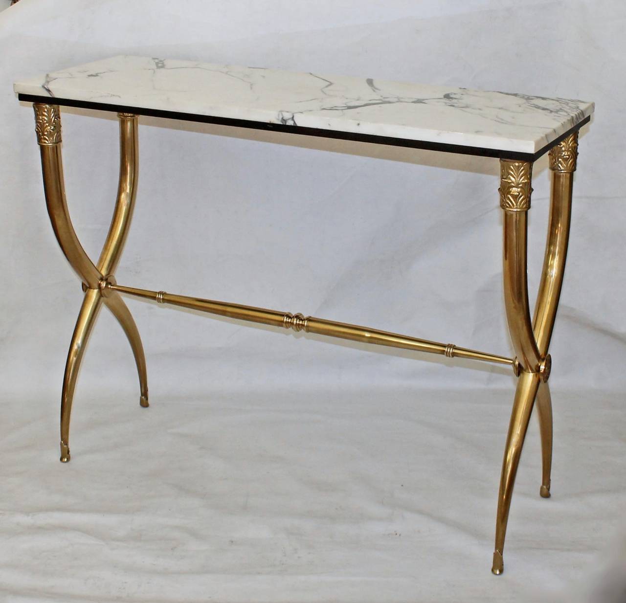 Italian Curule Brass Hall Console Table 6