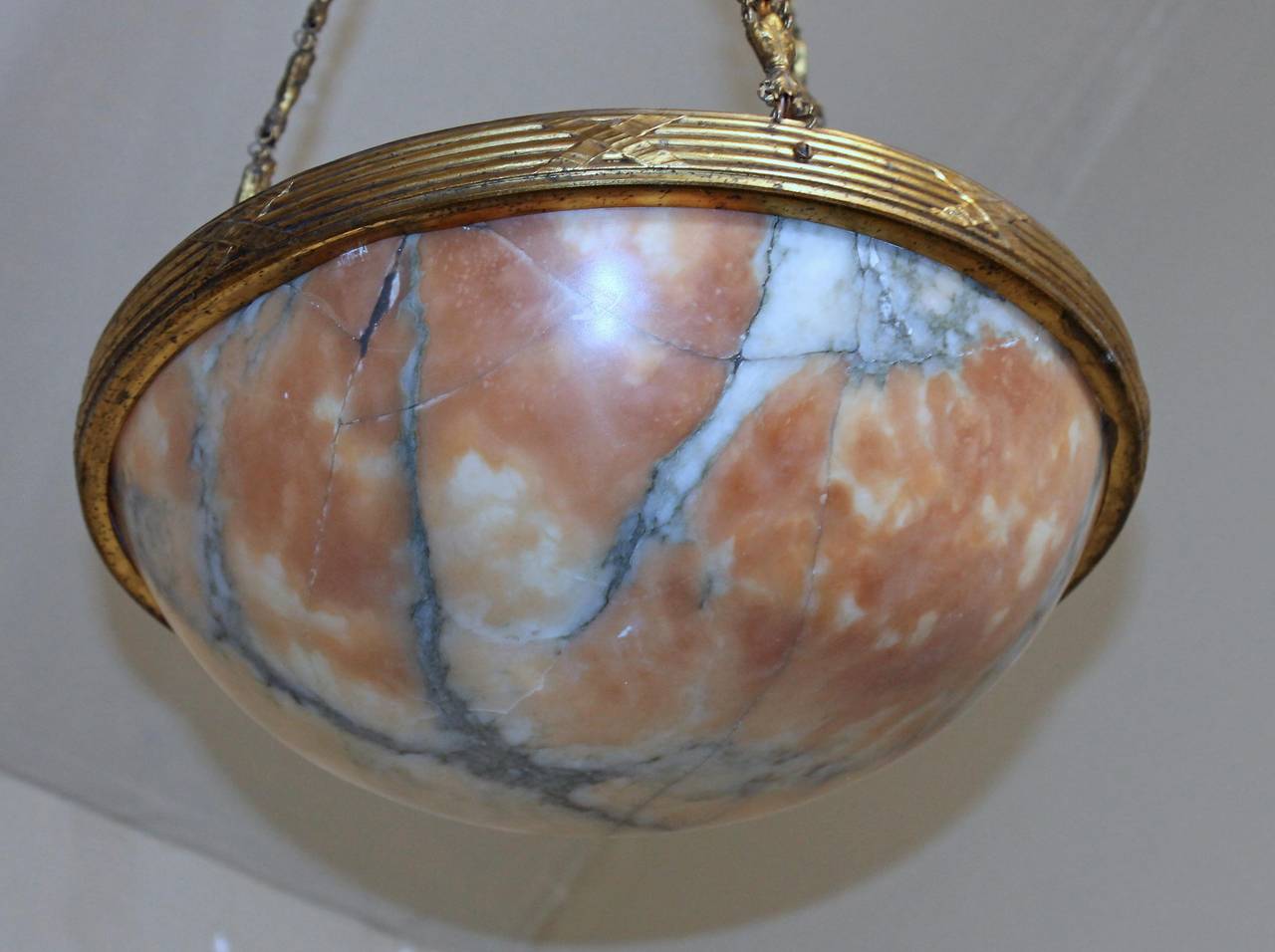 French Louis XVl Style Alabaster Pendant or Chandelier In Good Condition In Dallas, TX