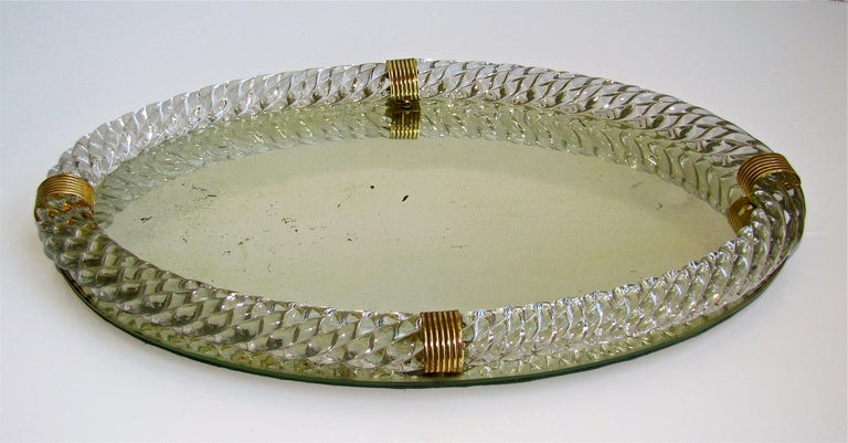 Oval Murano Glass Twisted Rope Vanity Tray Italian