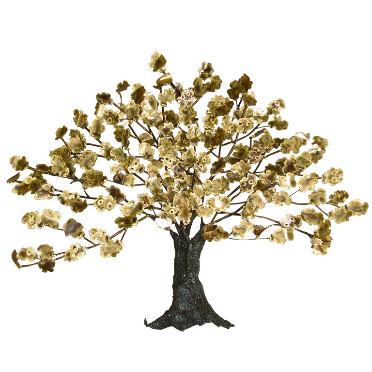 Huge Modern Brass "Tree of Life" Wall Art Sculpture Mid Century at