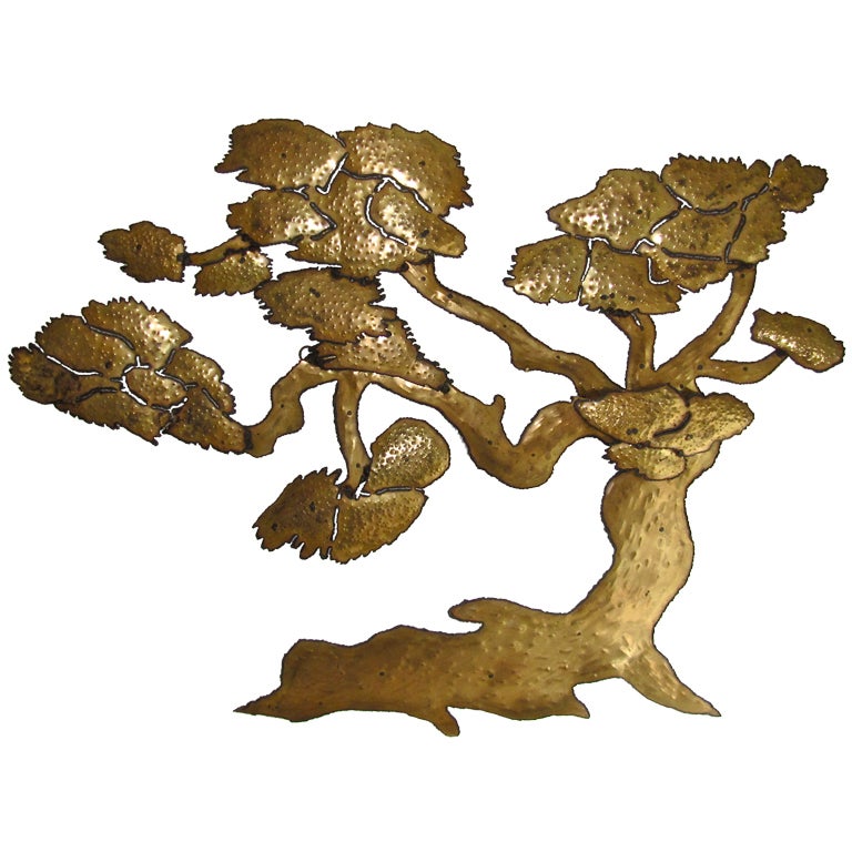 Huge Modern Brass Bonsai Tree Wall Art Sculpture Mid Century at 1stDibs