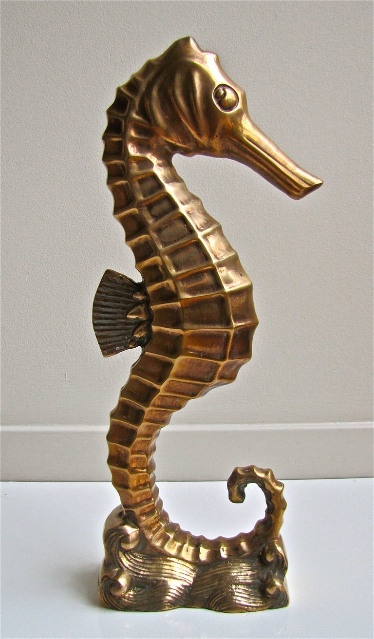 Grouping Brass Shell Fish Seahorse Mid Century 3