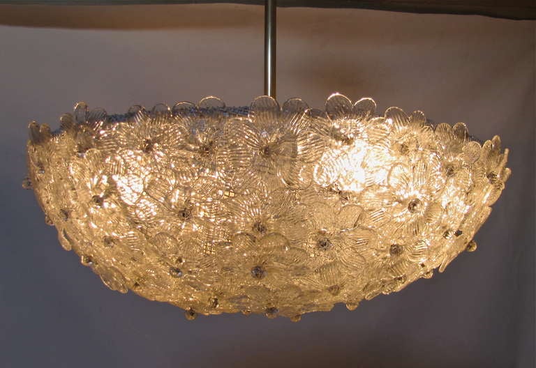 Barovier Murano Oval Floral Glass Ceiling Pendant Light or Chandelier In Excellent Condition In Palm Springs, CA