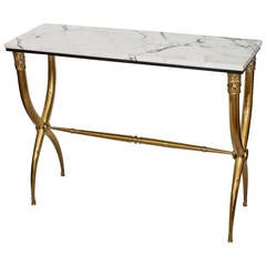 Italian Curule Brass Hall Console Table