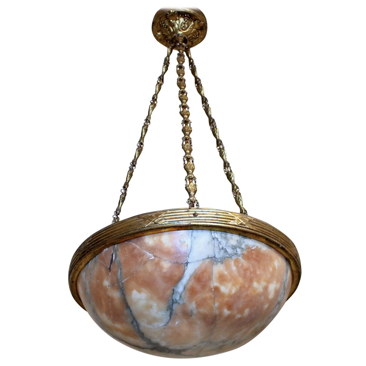 French Louis XVl Style Alabaster Pendant or Chandelier