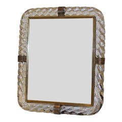 Murano Glass Rope Brass Picture Frame Manner of Venini