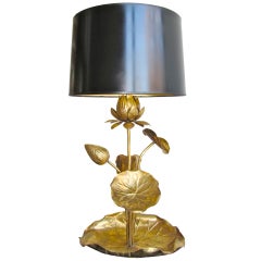 Rare Brass Lotus Blossom Table Lamp