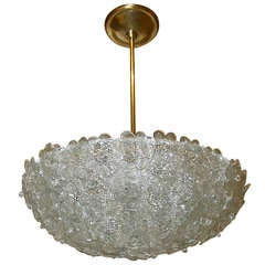 Barovier Murano Oval Floral Glass Ceiling Pendant Light or Chandelier